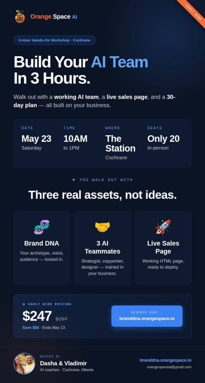 Build Your AI Digital Team in 3 Hours – Hands-On Workshop for Cochrane Entrepreneurs